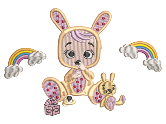 Adorable Bunny Suit Baby with Rainbow Ma