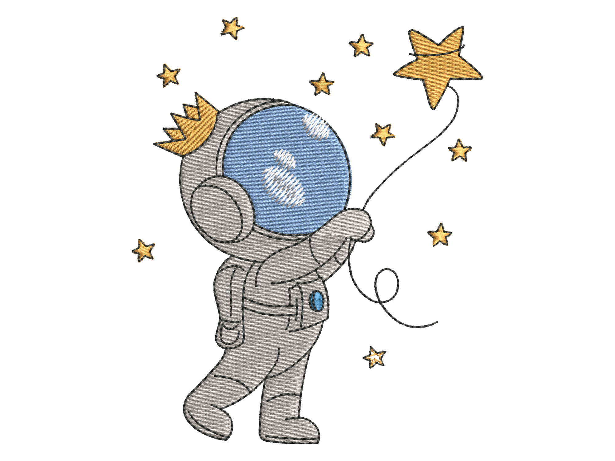 Adorable Space Astronaut with Star Ballo