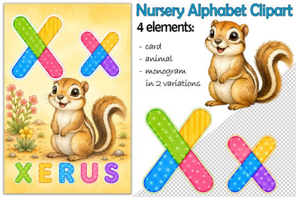 Alphabet Clipart Letter X, Baby Xerus