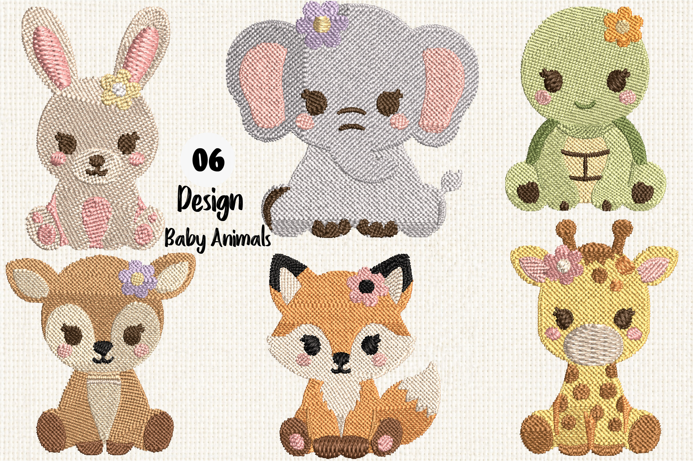 Baby Animals Embroidery Design Bundle