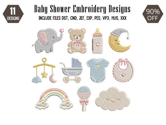 Baby Shower Embroidery Design