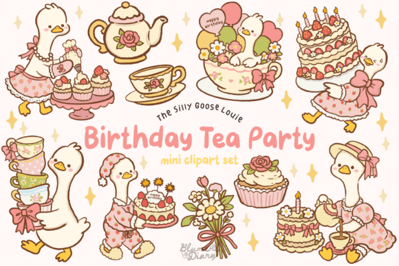 Birthday Tea Party Goose Clipart