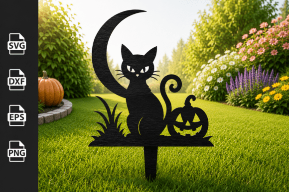 Cat Pumpkin Garden Stakes Laser Cut File