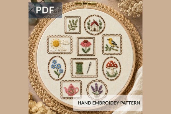 Cottagecore Embroidery Sampler Pattern