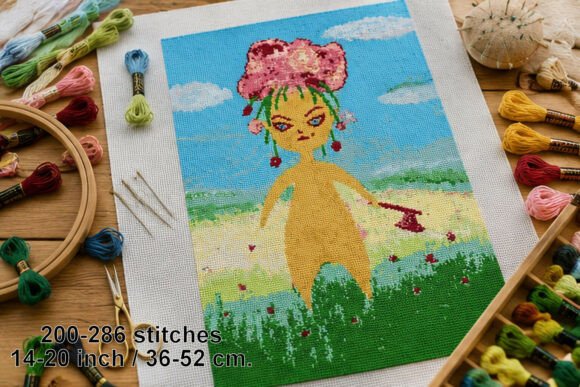 Cross Stitch Pattern Angry Fairy Flower