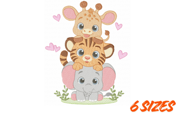 Cute Baby Animal Embroidery Design Set