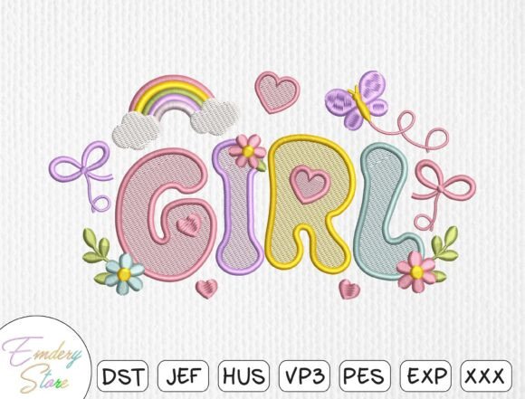 Cute Baby Girl Embroidery Design
