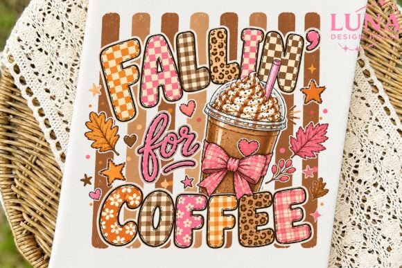 Preview of Fallin for Coffee Fall PNG Sublimation T-shirt, sticker, and sublimation design