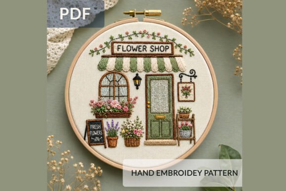 Flower Shop Embroidery Pattern PDF, Cott