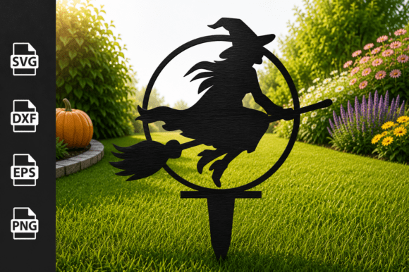 Flying Witch Garden Stakes Laser Cut