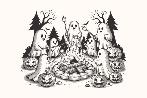 Ghost Camping Halloween SVG Design
