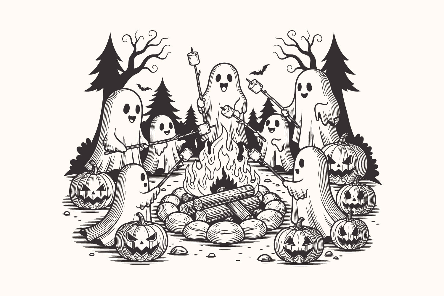 Ghost Camping Halloween SVG Design