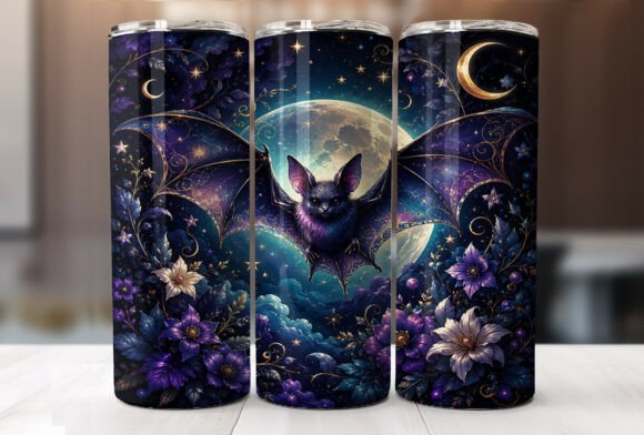 Gothic Bat Halloween Tumbler Wraps PNG