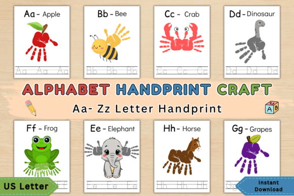Kids a-Z Handprint Alphabet Tracing
