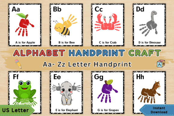 Kids a-Z Handprint Letter Craft Pages