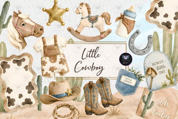Little Cowboy Baby Shower Clipart