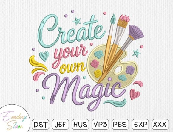 Palette and Brushes Embroidery Design