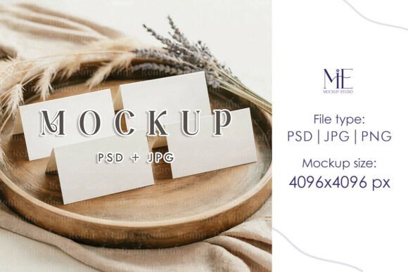 Place Card Mockup Tent Fold Name Cards