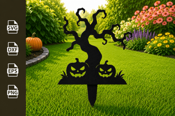 Pumpkin & Tree Garden Stakes Laser Cut