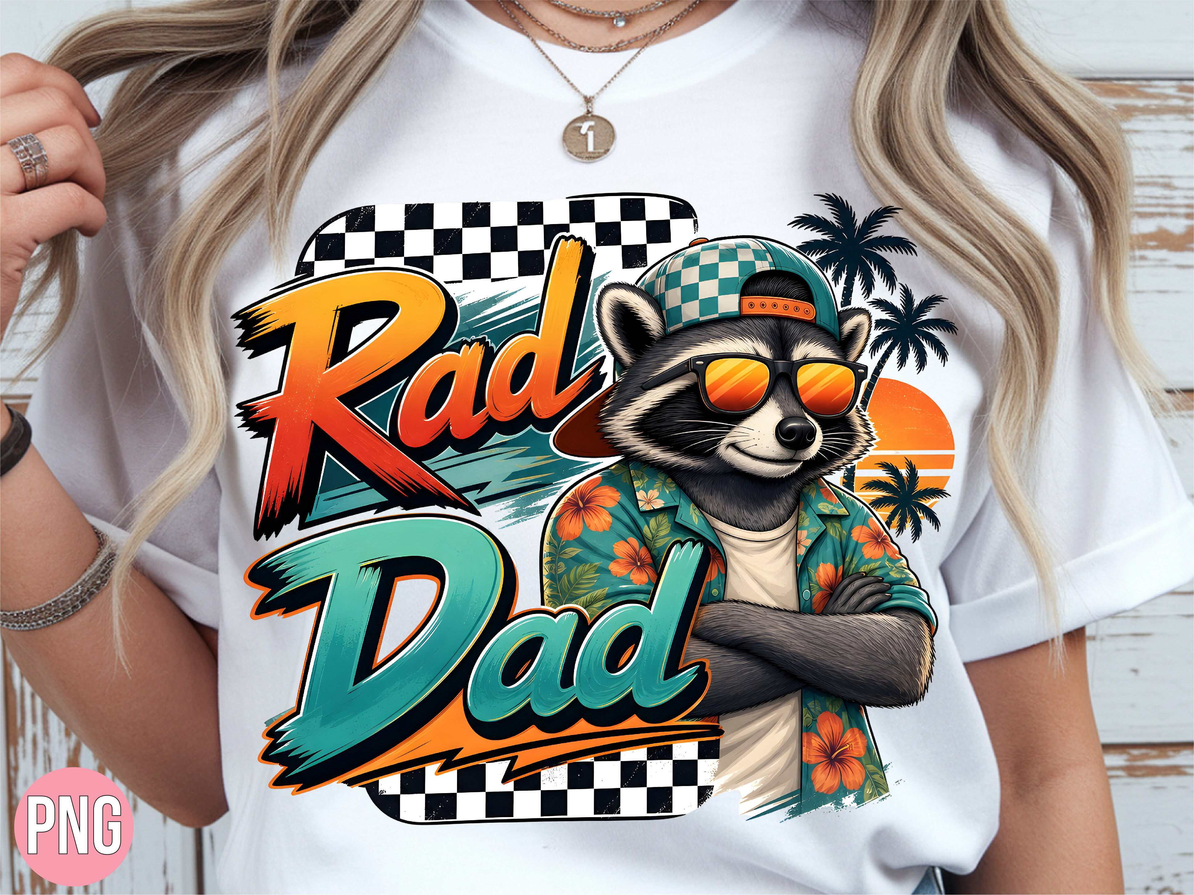 Rad Dad Raccoon Summer Checker PNG SHIRT Graphic by RICH CREATION ...