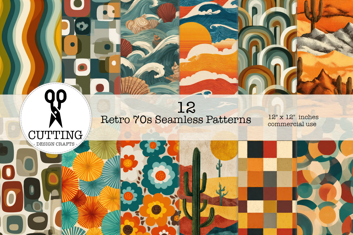 Retro 70s Seamless Patterns Graphic by CUTTING DESIGNCrafts · Creative ...