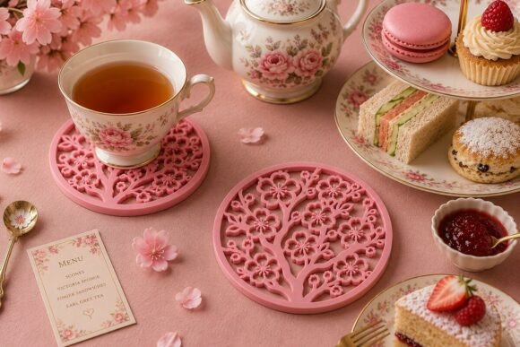 Sakura Coaster STL – Cherry Blossom 3D Print File for Tea & Kawaii Decor - Image 2