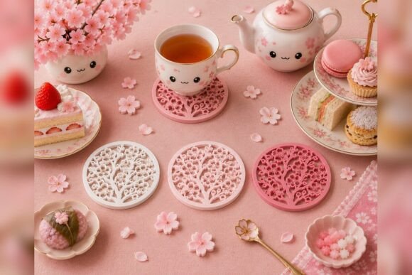 Sakura Coaster STL – Cherry Blossom 3D Print File for Tea & Kawaii Decor - Image 3