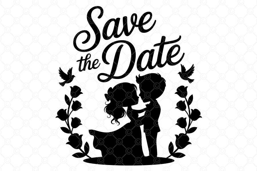 Save the Date SVG, Wedding Couple, 08