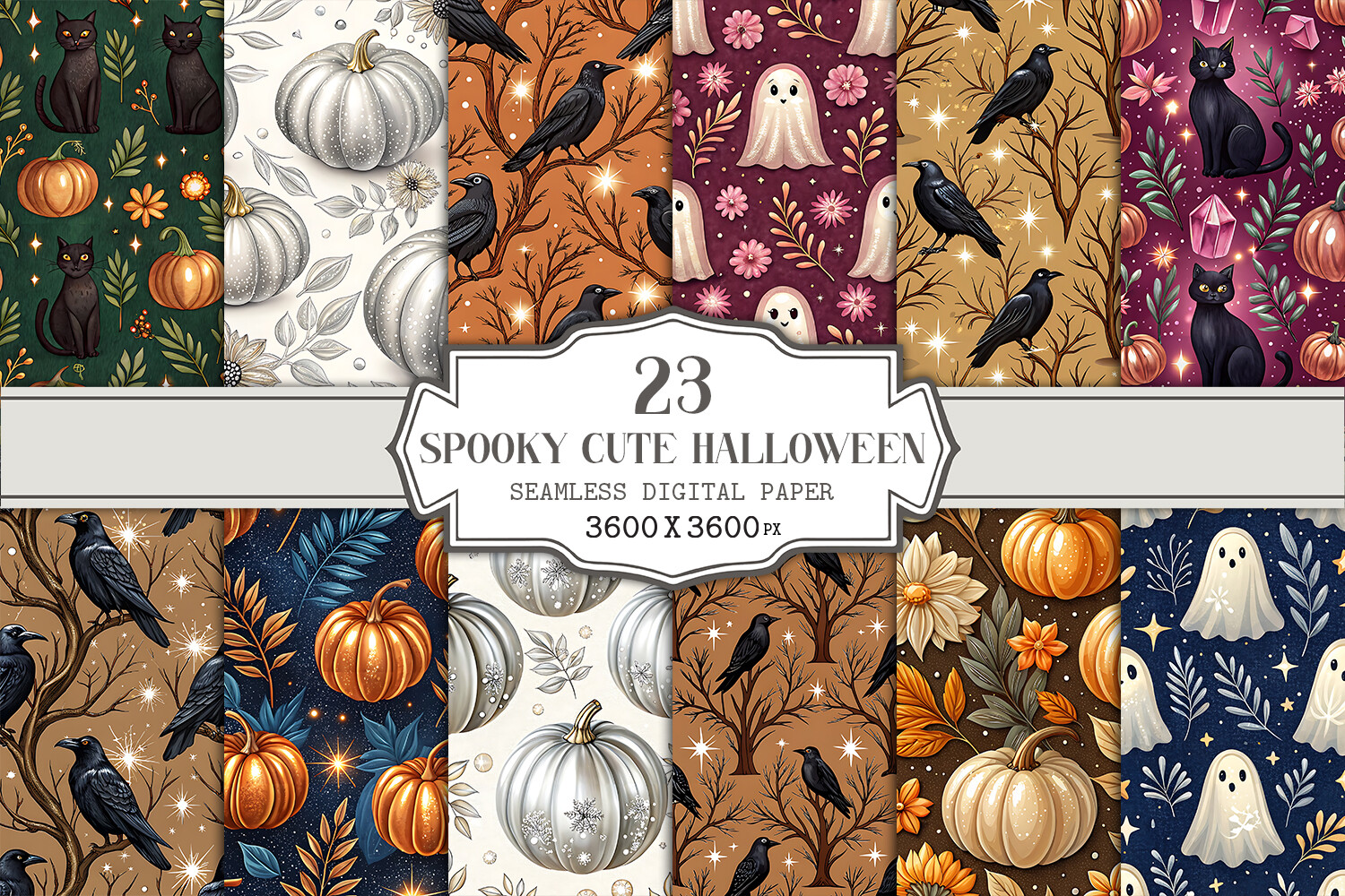 Spooky Cute Halloween Digital Paper Graphic by Vectornest12 · Creative ...
