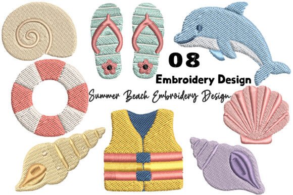 Summer Beach Embroidery Design Bundle