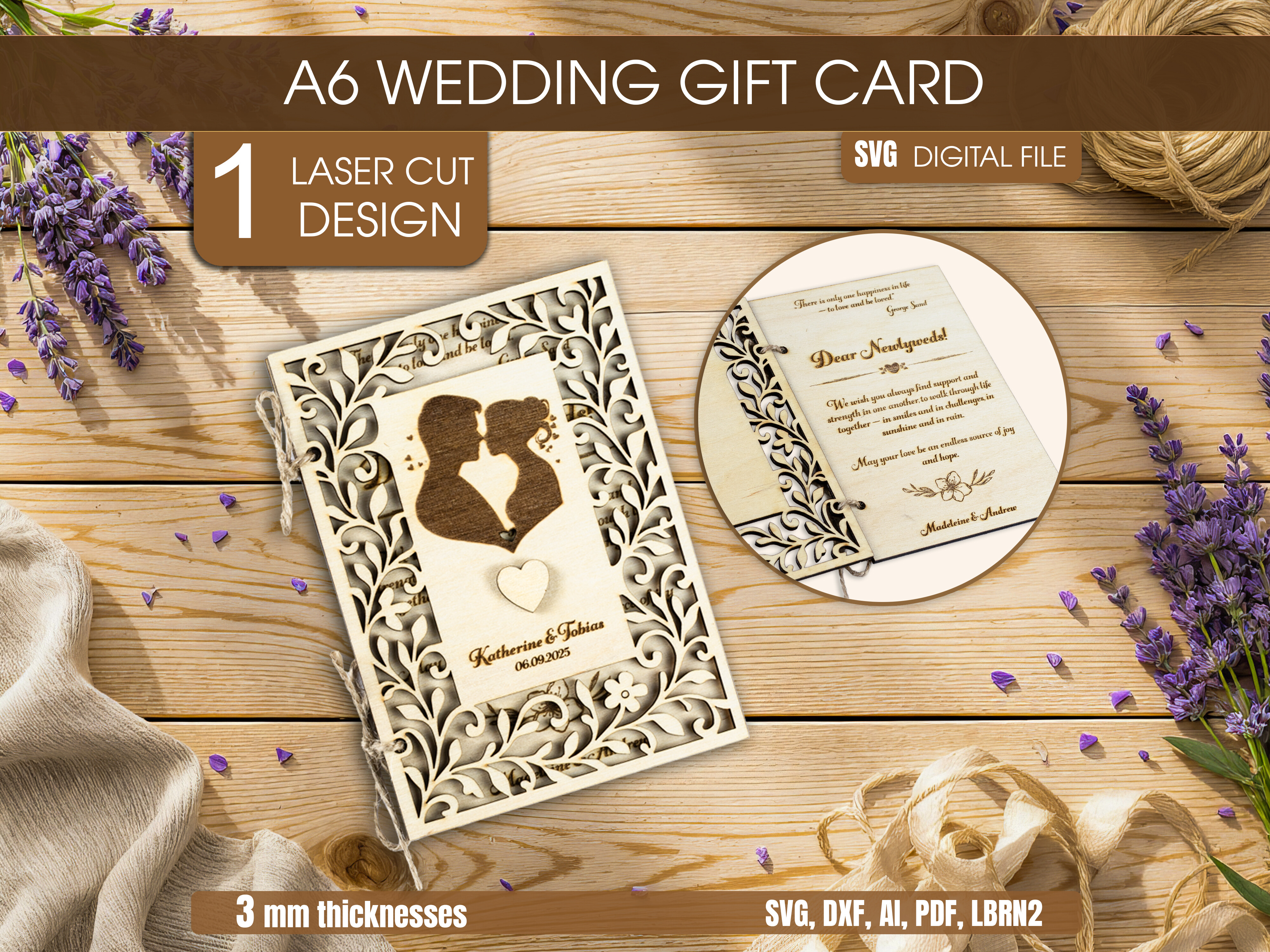 Wedding A6 Gift Card SVG