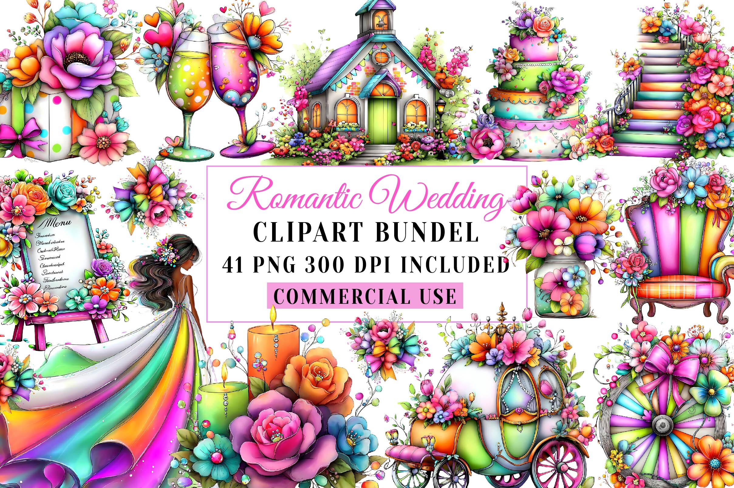 Whimsical Romantic Wedding Clipart - photo 1