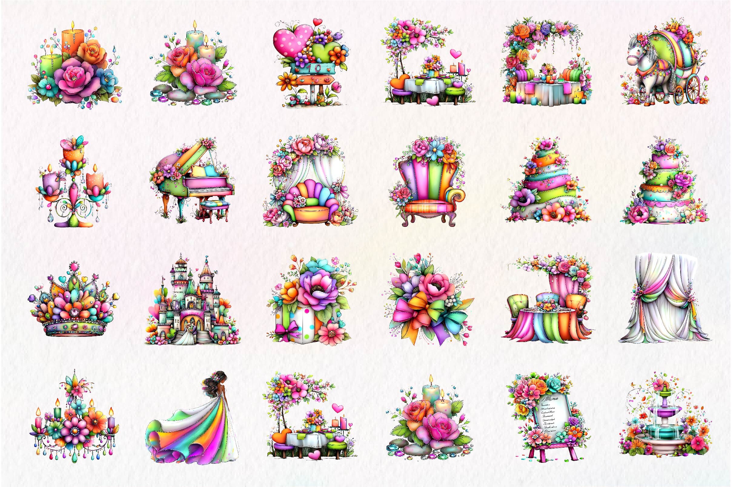 Whimsical Romantic Wedding Clipart - photo 4