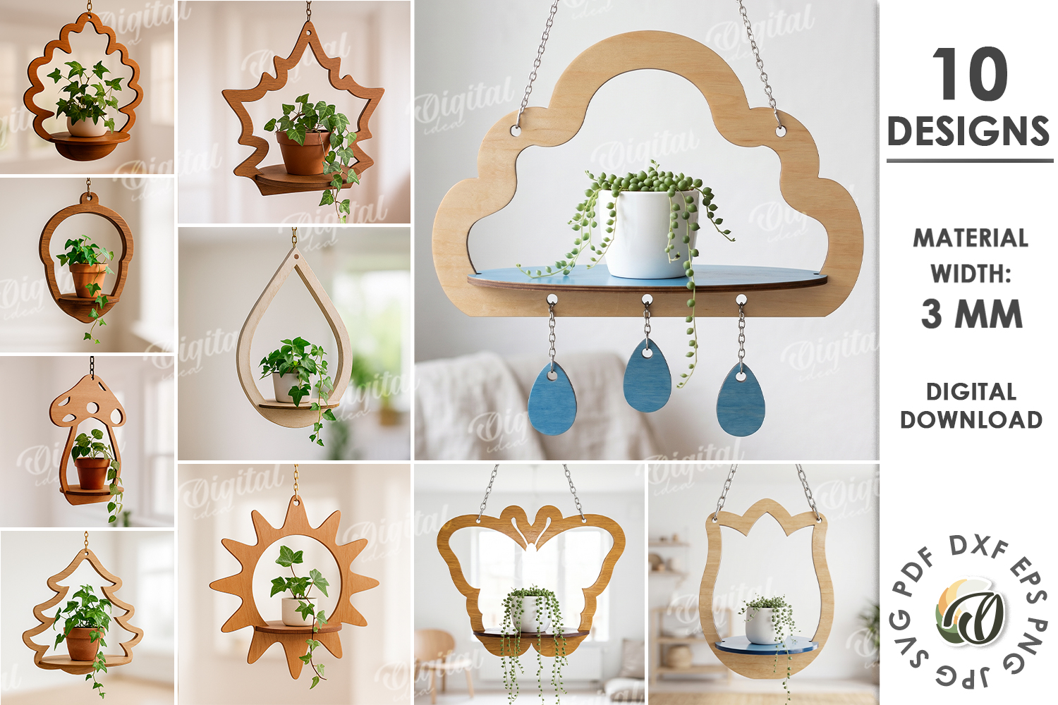Wooden Plant Hangers Bundle Laser Cut