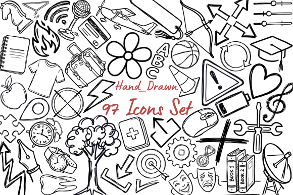 97 Versatile Hand-Drawn Doodle Icons