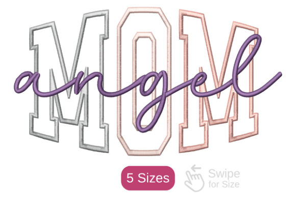 Angel Mom Embroidery Design 5 Sizes