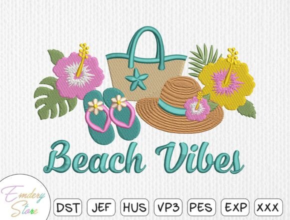 Beach Vibes Embroidery Design