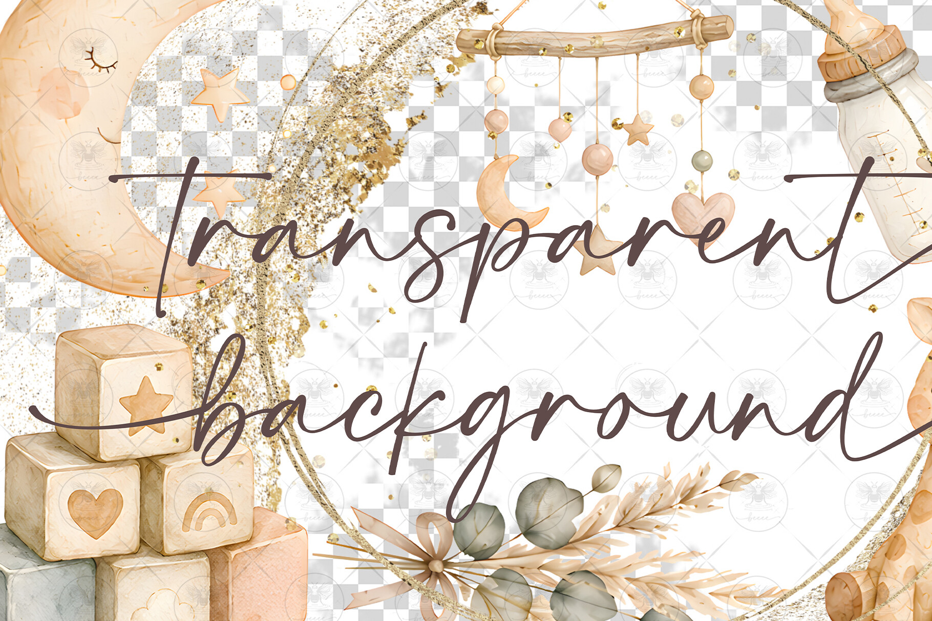 Boho Neutral Baby Shower Clipart - photo 2