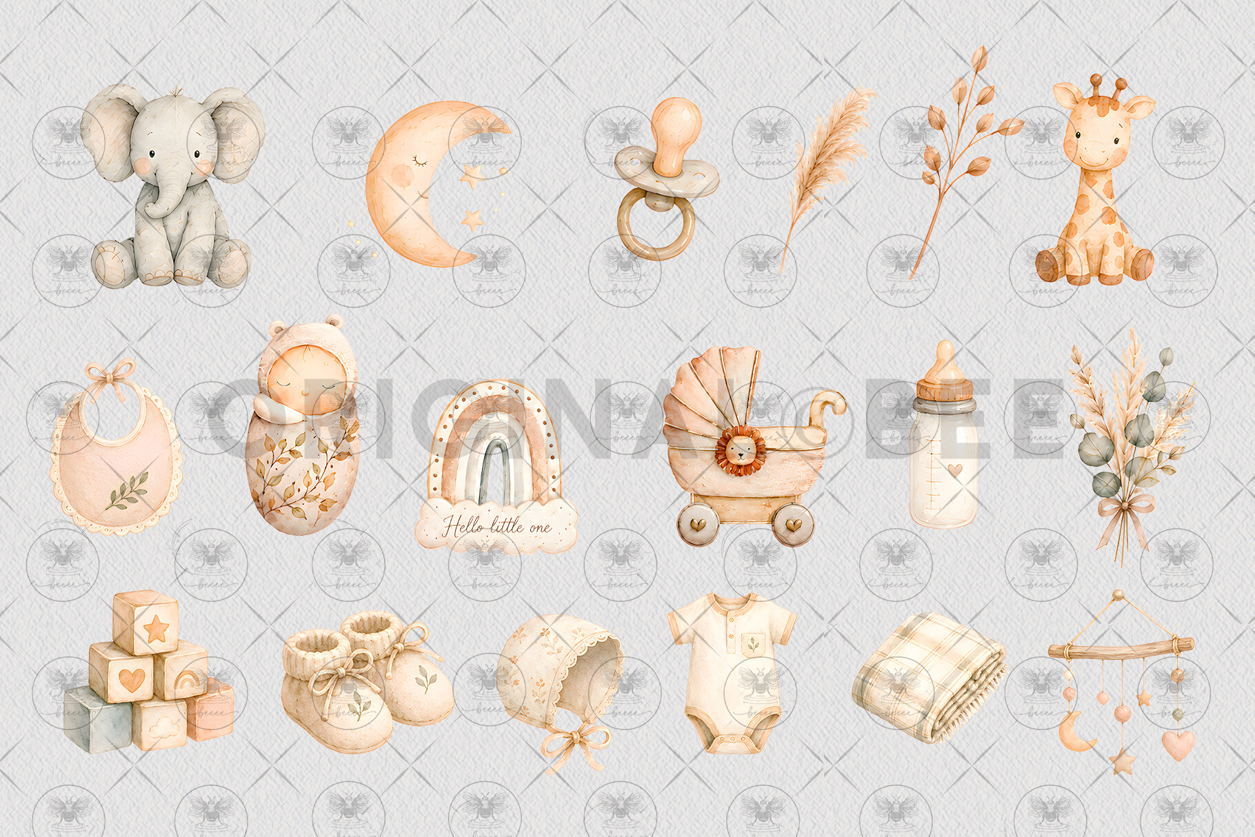 Boho Neutral Baby Shower Clipart - photo 3