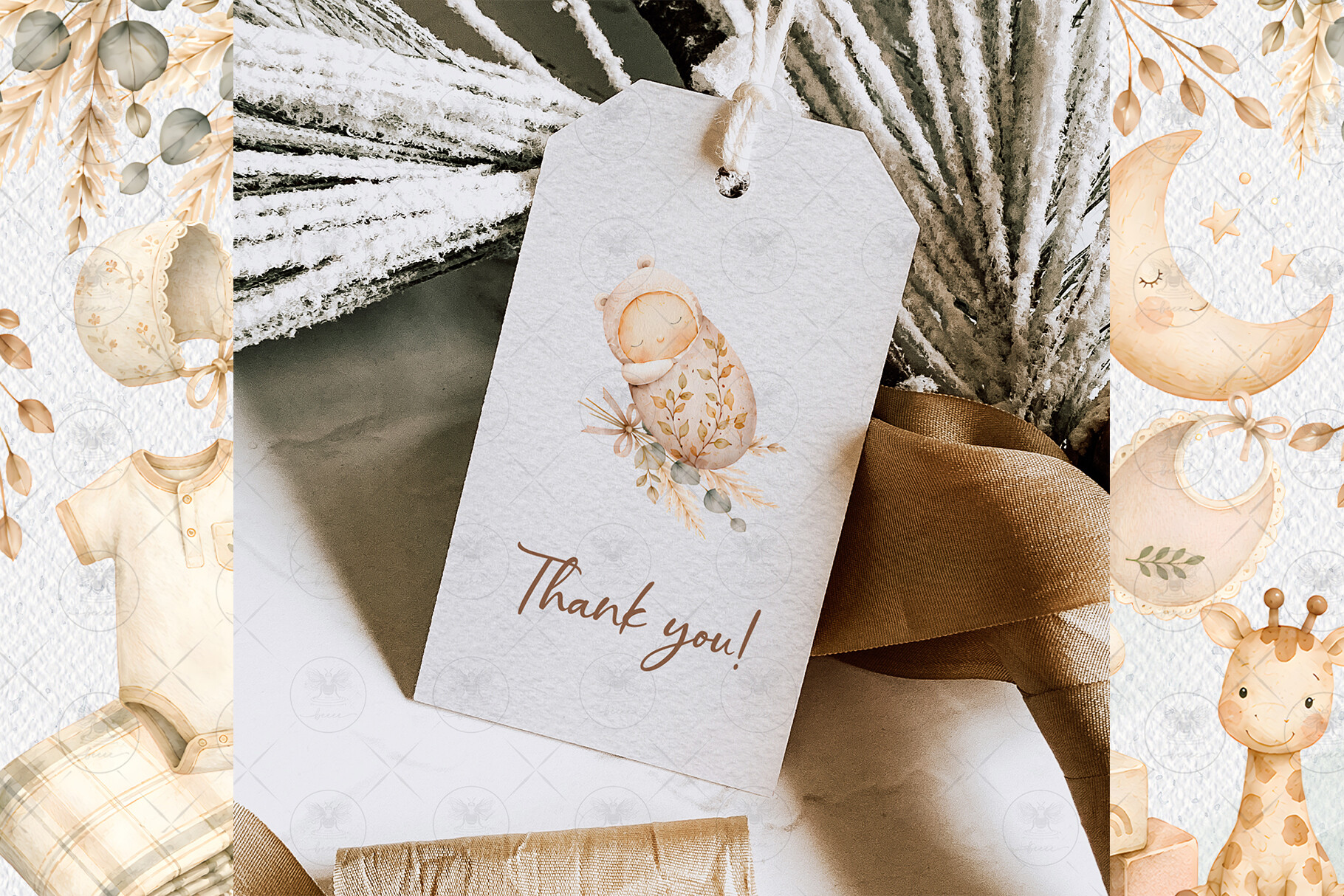 Boho Neutral Baby Shower Clipart - photo 4