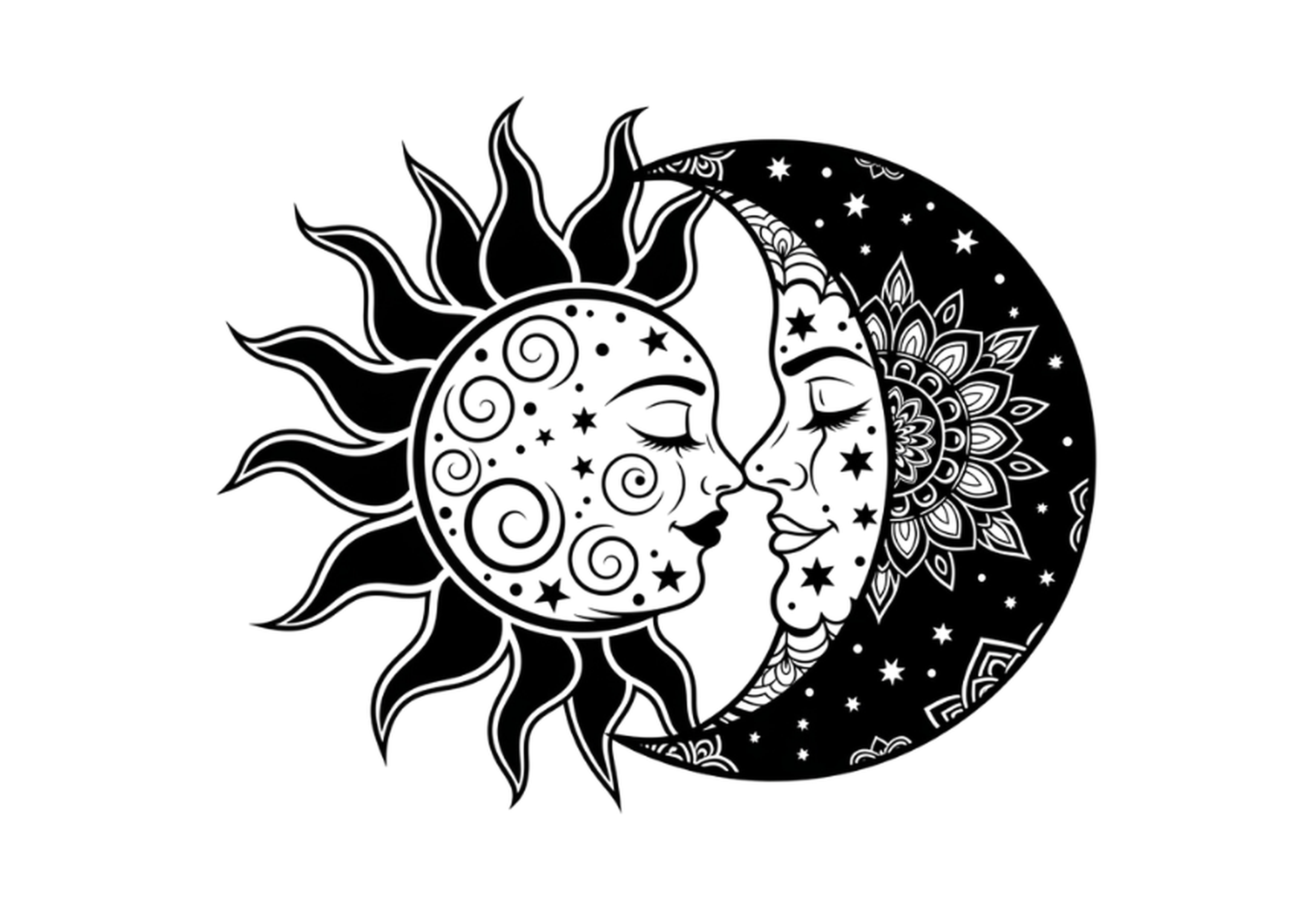 Boho Sun Moon Kissing Celestial