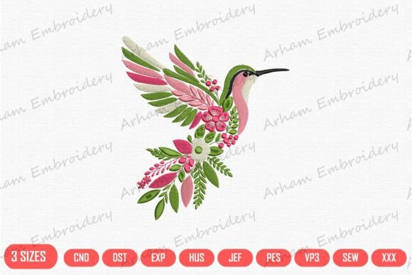 Botanical Pink Hummingbird