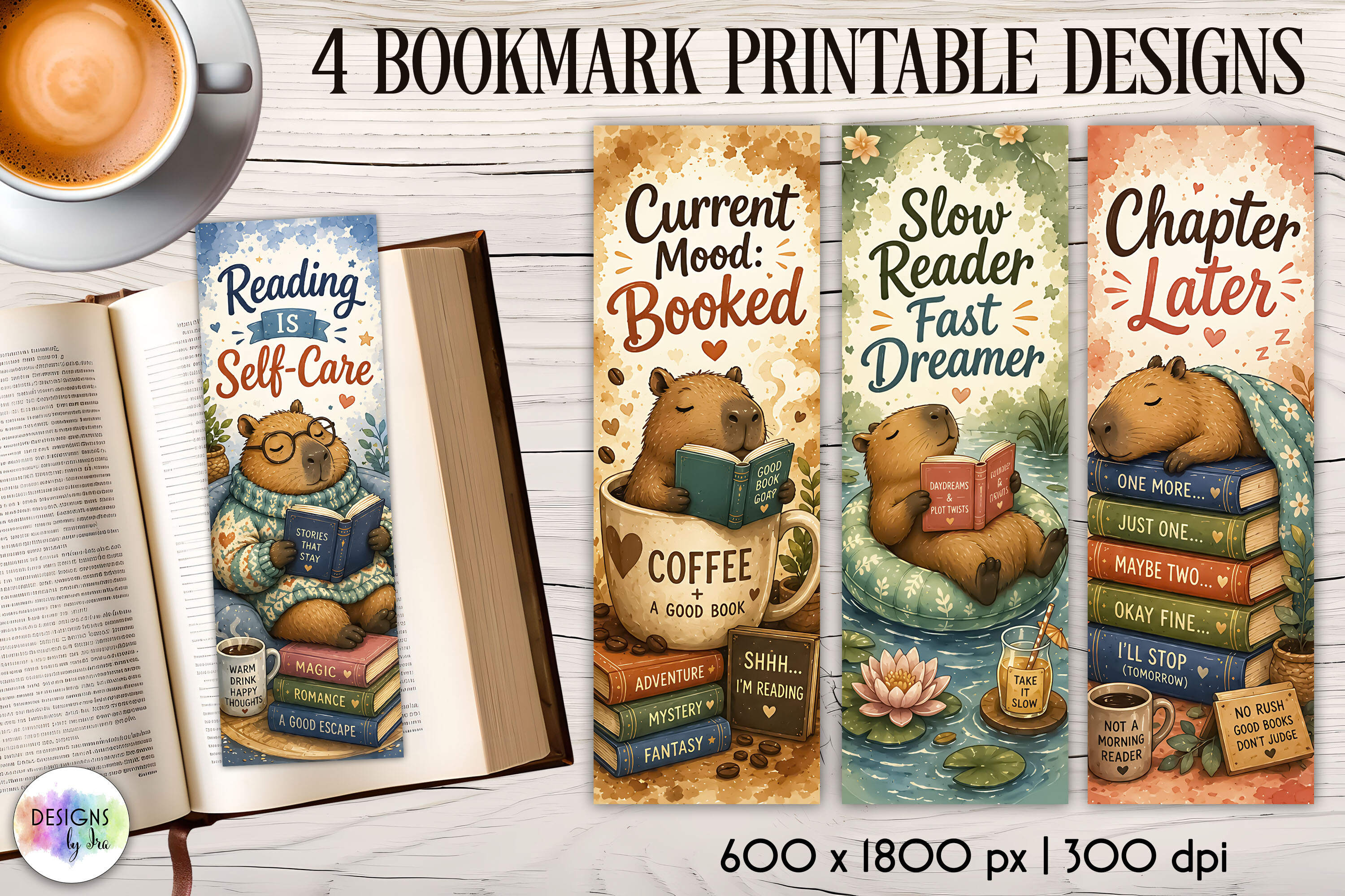 Capybara Reading Bookmarks