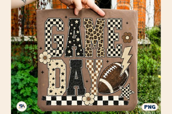 Checkered Game Day Football PNG Leopard