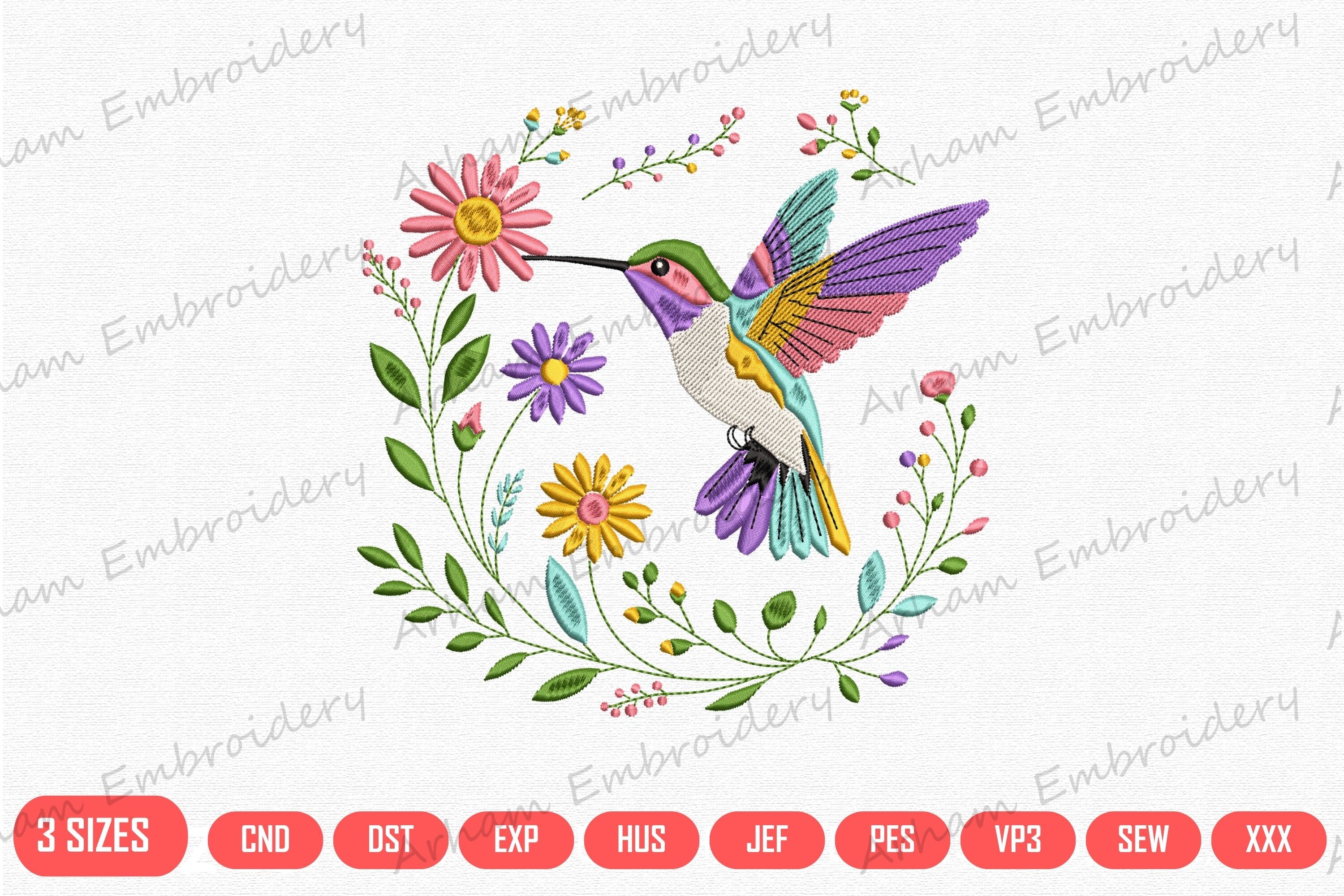 Colorful Hummingbird and Wildflowers