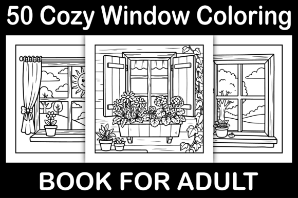 Preview of Cozy Window Coloring Pages coloring pages for adults