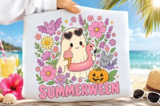 Cute Pink Floral Ghost Summerween PNG Graphic by Craftoria Studio ...