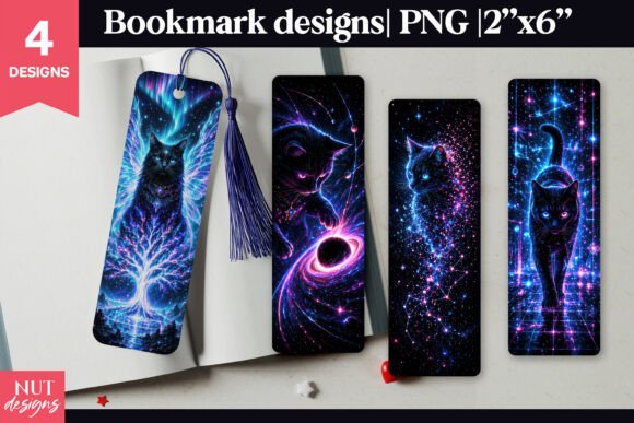 Cyberpunk Kitten Nebula Bookmark