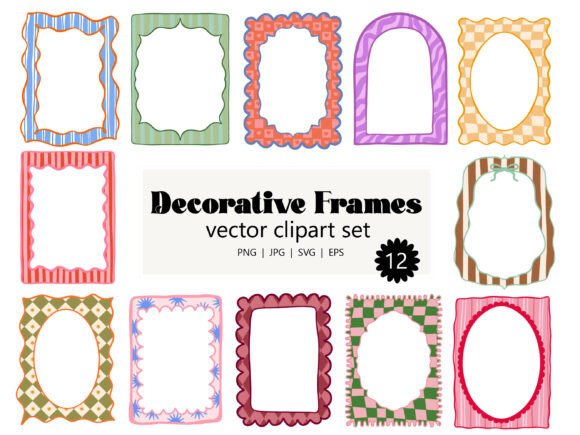 Decorative Retro Frames Clipart Set SVG