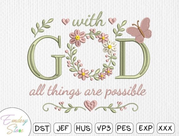 Floral & Butterfly Christian Embroidery